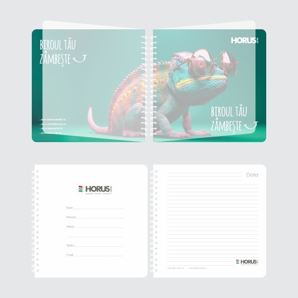 Agendă personalizată, 21x21cm, copertă carton și folie