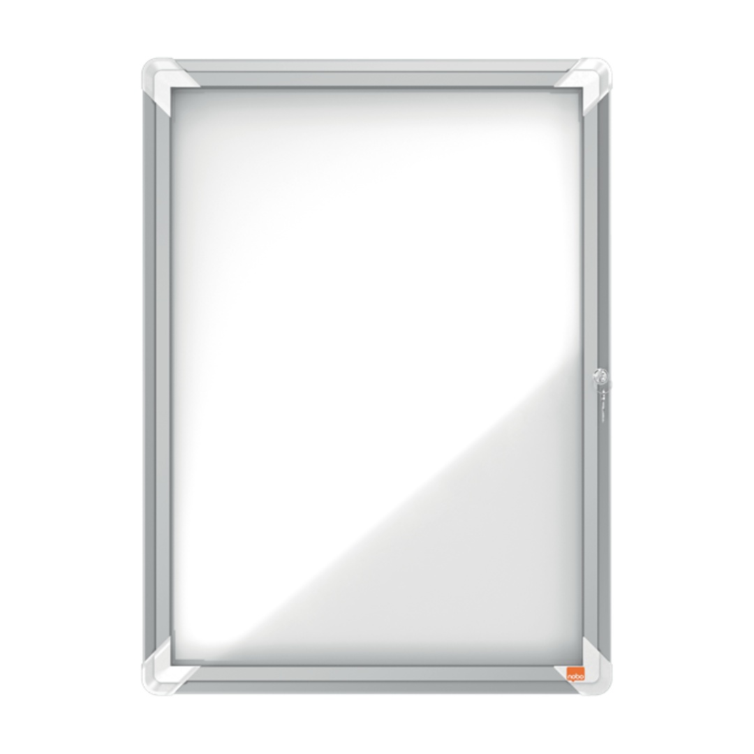 Avizier interior, oțel emailat, 4x A4, cu ușă și cheie, magnetic, alb, NOBO Premium Plus