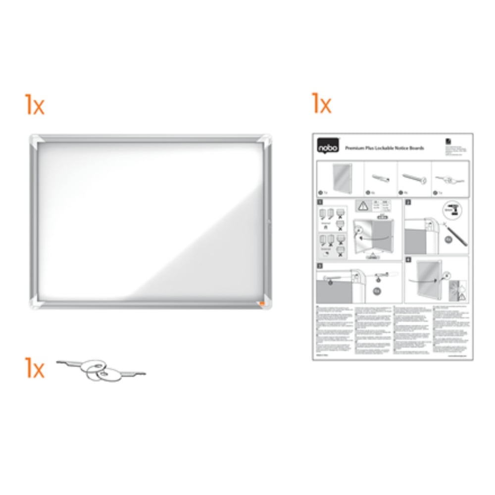 Avizier magnetic NOBO Premium Plus, interior, otel emailat, 4x A4, cu usa si cheie, alb - 3 | YEO