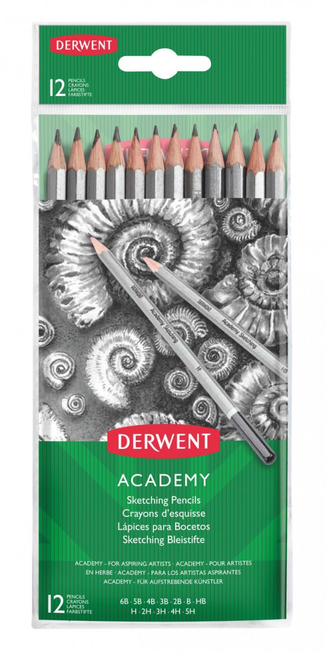 Blister creioane grafit Derwent academy 5h-6b, 12 buc