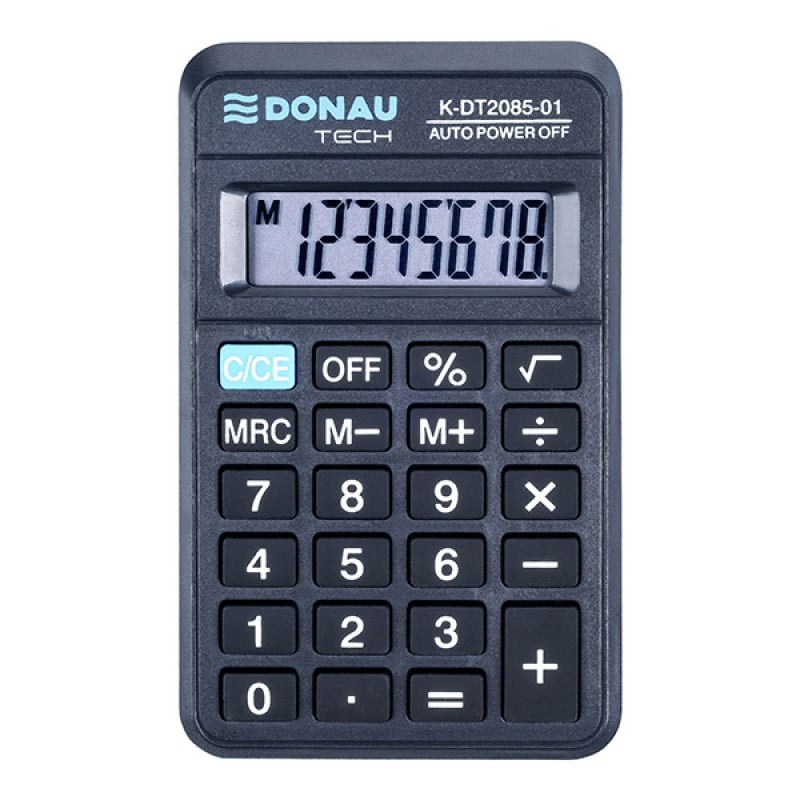 Calculator de buzunar, 8 digits, 114 x 69 x 18 mm, Donau Tech DT2085 - negru
