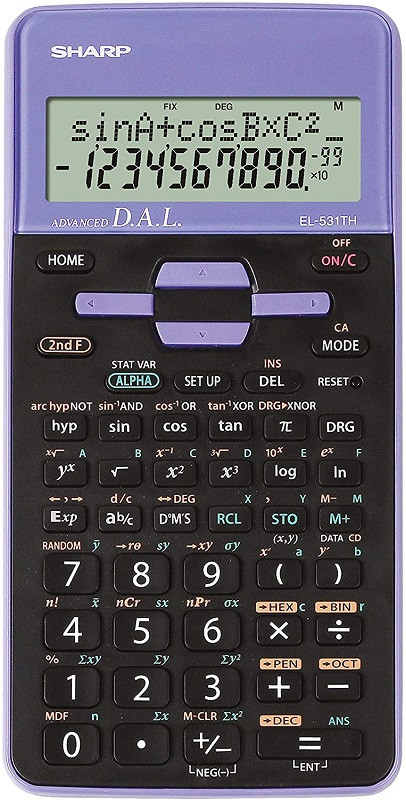 Calculator stiintific, 10 digits, 273 functii, 161x80x15mm, dual power, SHARP EL-531THBVL-negru/viol