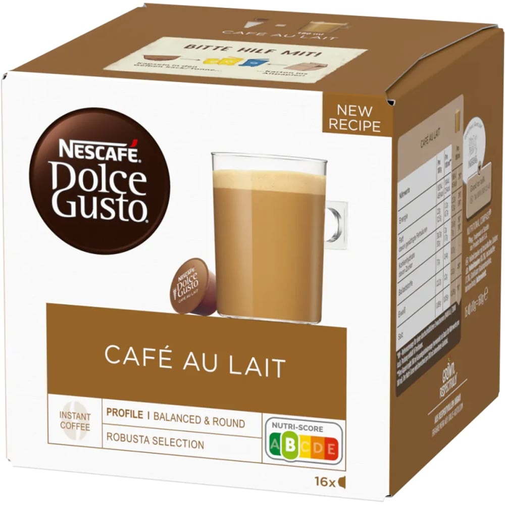 Capsule cu cafea Nescafe Dolce Gusto Cafe Au Lait, 16 capsule, 160g.