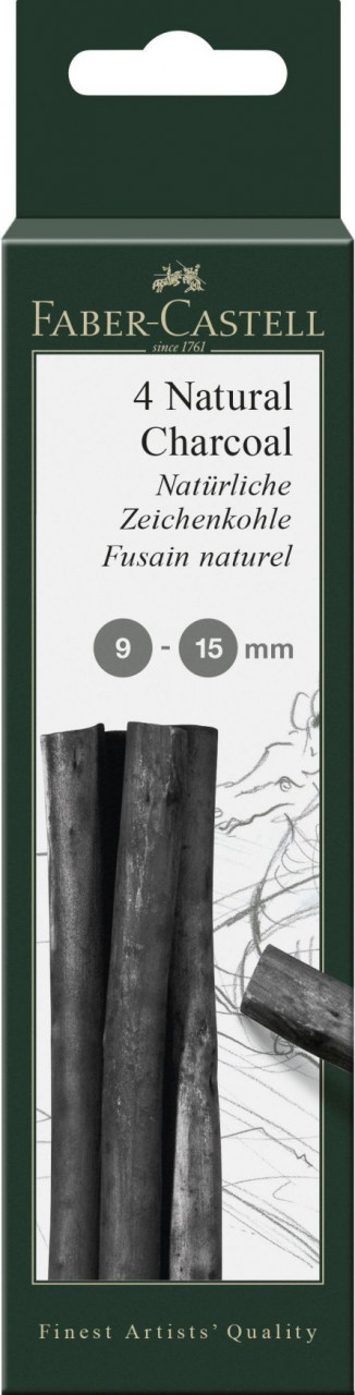 Cărbune natural Faber-Castell Pitt Monochrome 9-15 Mm, 4 buc
