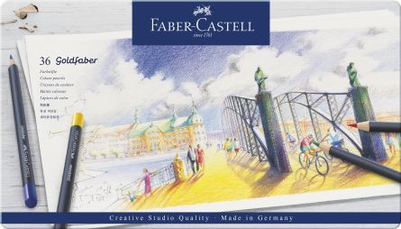 Creioane colorate Faber-Castell Goldfaber, 36 culori, cutie metal