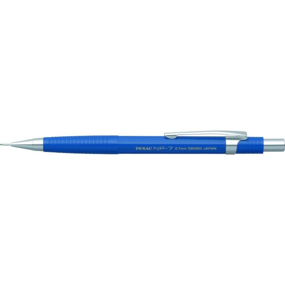 Creion mecanic Penac NP-7 profesional, vârf 0.7mm, con metalic cu vârf cilindric fix - corp albastru