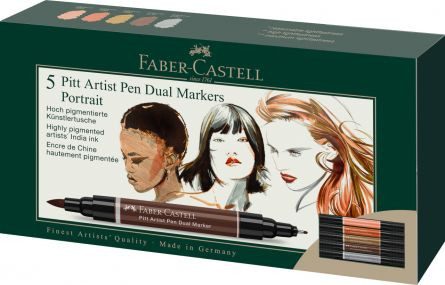 Cutie Pitt Artist Pen Dual marker Faber-Castell Studio Portret, 5 buc