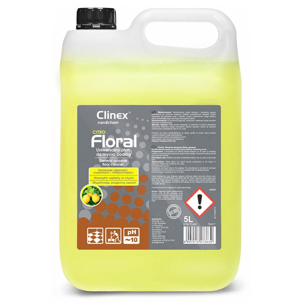 Detergent lichid pentru curățarea pardoselilor Clinex Floral Citro, 5 litri