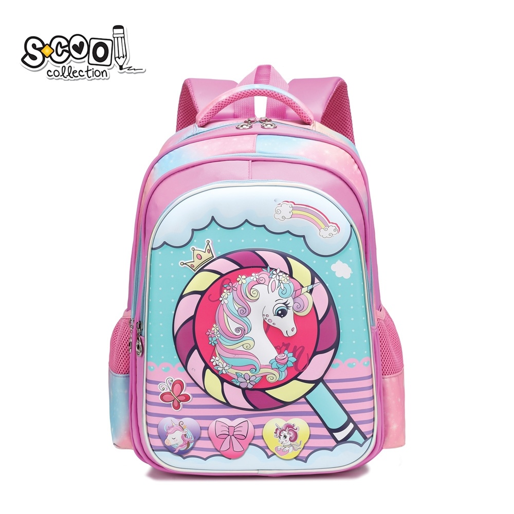 Ghiozdan fete neechipat S-COOL 3D LOLLIPOP, 41x31x24 cm
