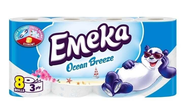 Hârtie igienică Emeka Ocean Breeze, 3 straturi, 8 role