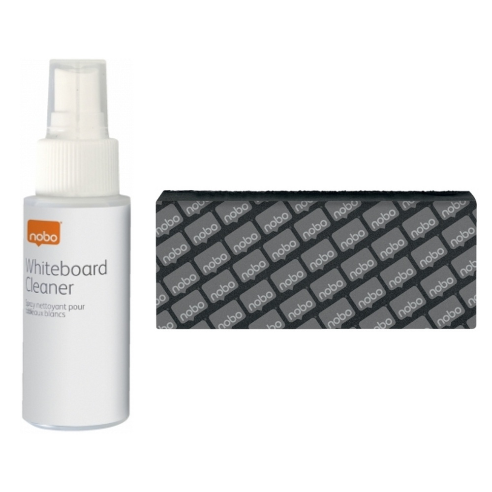 Kit pentru tablă, 4 markere diverse culori, burete magnetic, spray curățare 50 ml, NOBO - 1 | YEO
