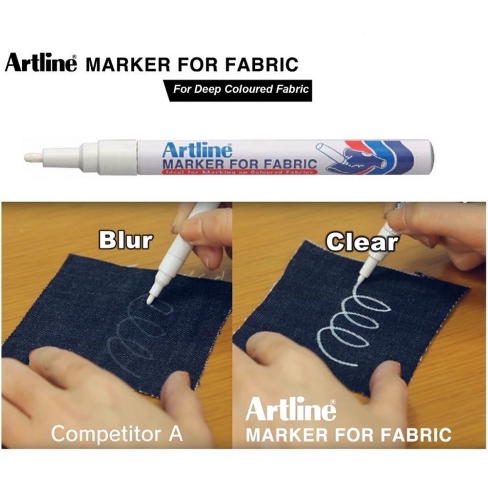 Marker pentru textile Artline, corp metalic, varf rotund 1.2mm, alb - 2 | YEO