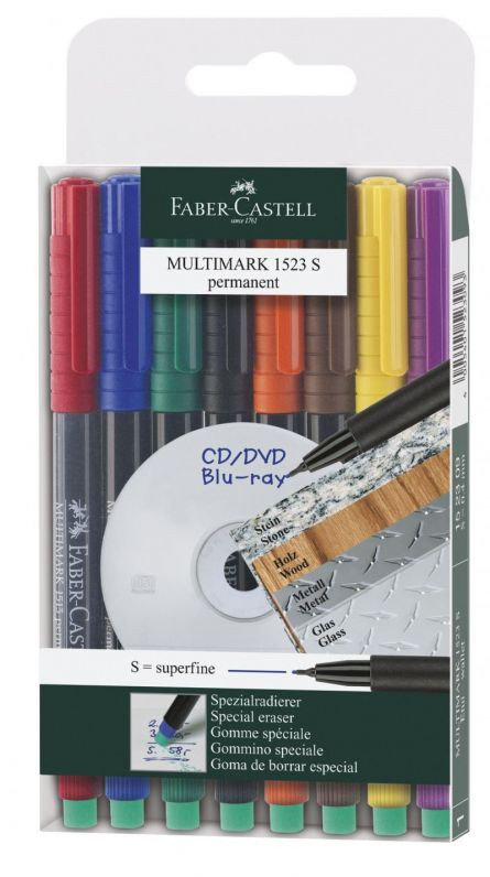 Marker permanent 8S Faber-Castell Multimark, 8 buc/set
