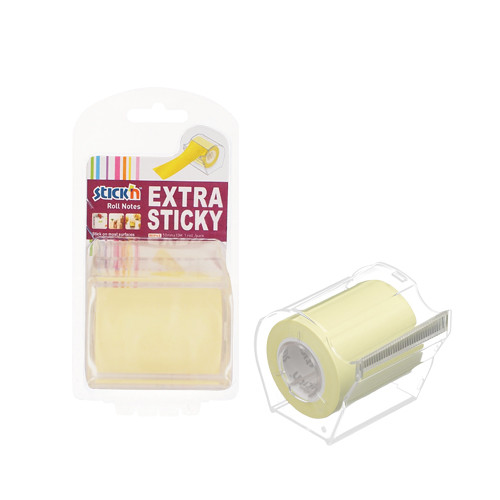 Notes autoadeziv in rola, cu dispenser, 50 mm x 10 m, Stick