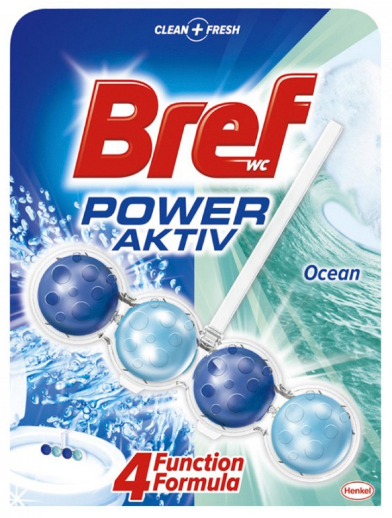Odorizant solid pentru toaletă Bref Power Aktiv Ocean, biluțe, 50 grame