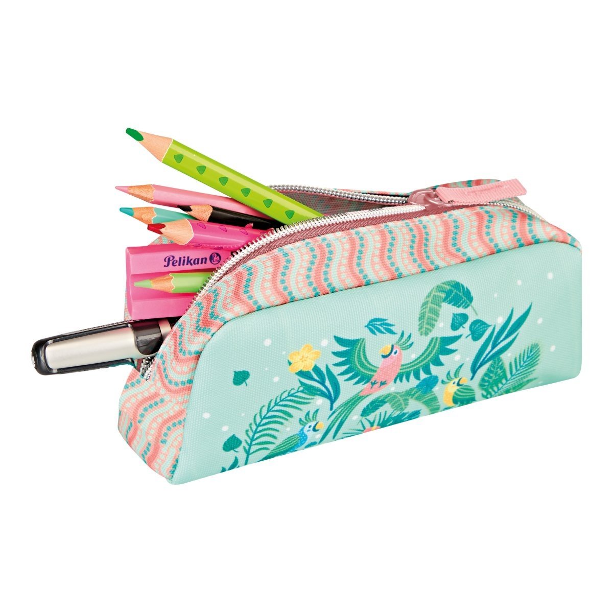 Penar neechipat fete, 1 fermoar, Dimensiuni 19,5x6,5x9,5cm, tip etui, 1 compartiment, Motiv Sweet Jungle Herlitz - 1 | YEO