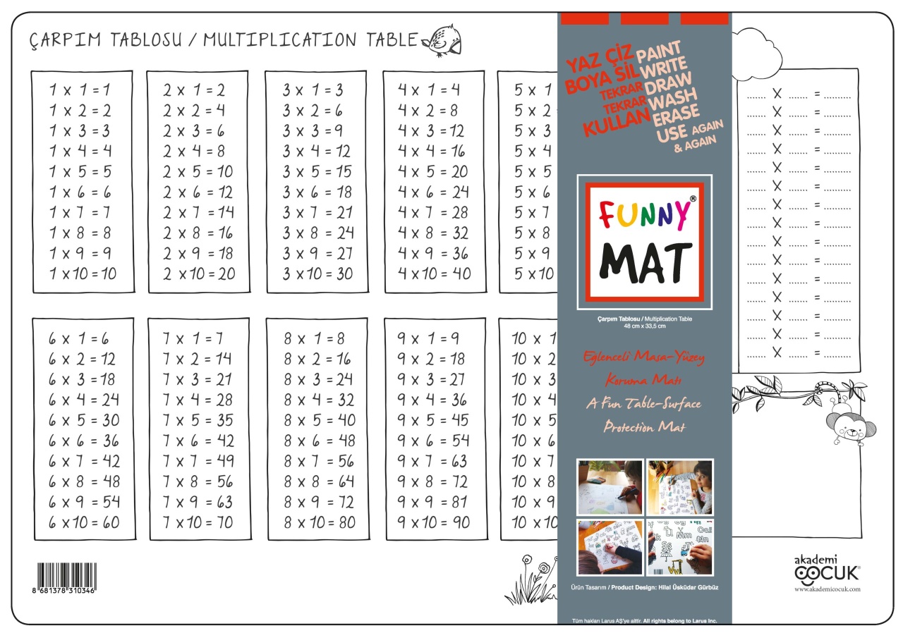 Planșă Funny Mat – Tabla înmulțirii+ cadou set instrumente de colorat - 2 | YEO