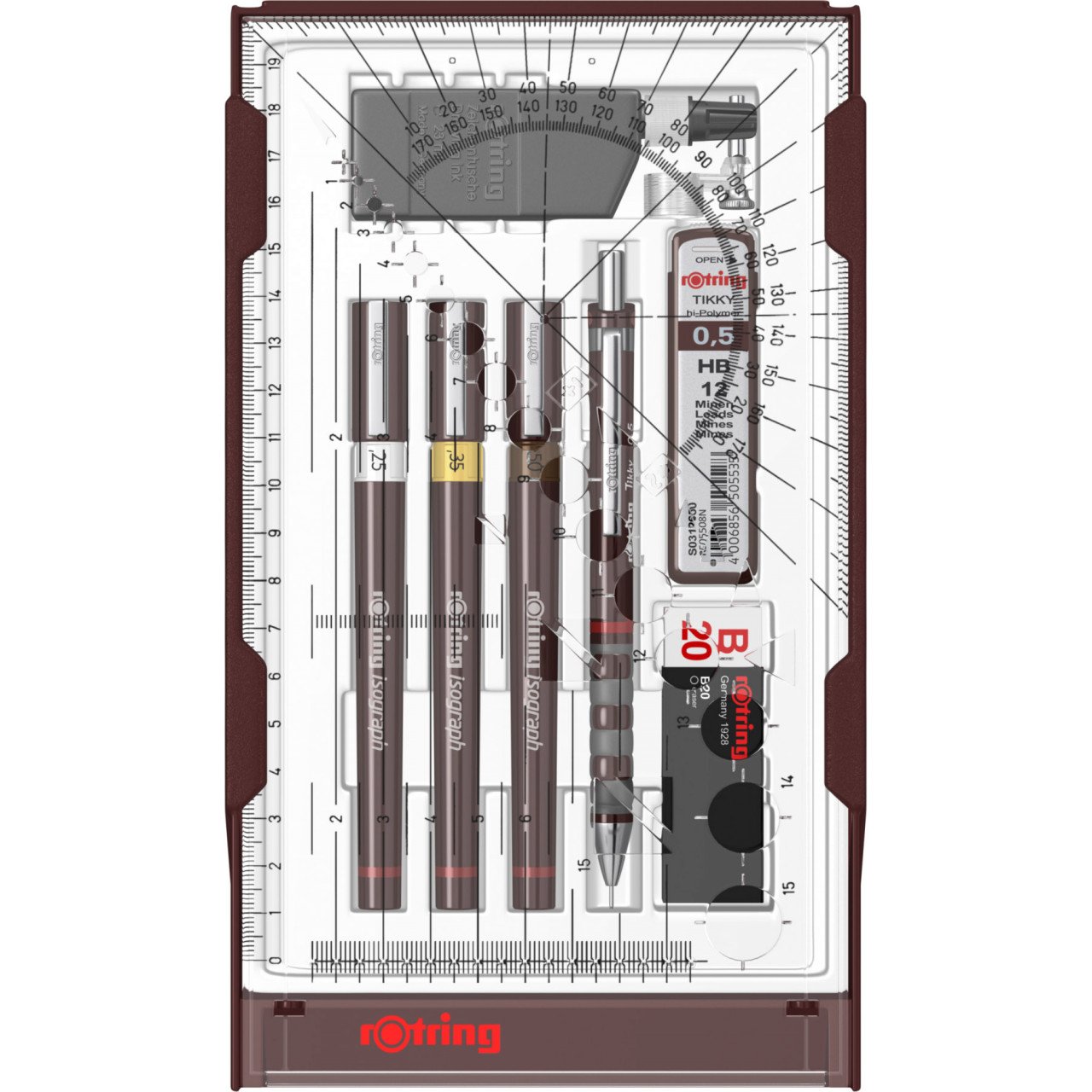 Set 3 Tragator cu Tus Rotring Isograph College 0.25 / 0.35 / 0.5 - 1 | YEO