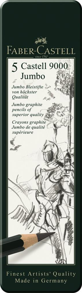 Set creioane grafit Faber-Castell 9000 Jumbo. 5 buc/set