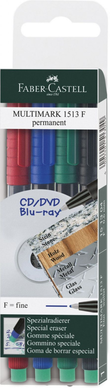 Set markere permanente Faber-Castell Multimark, 4 buc/set