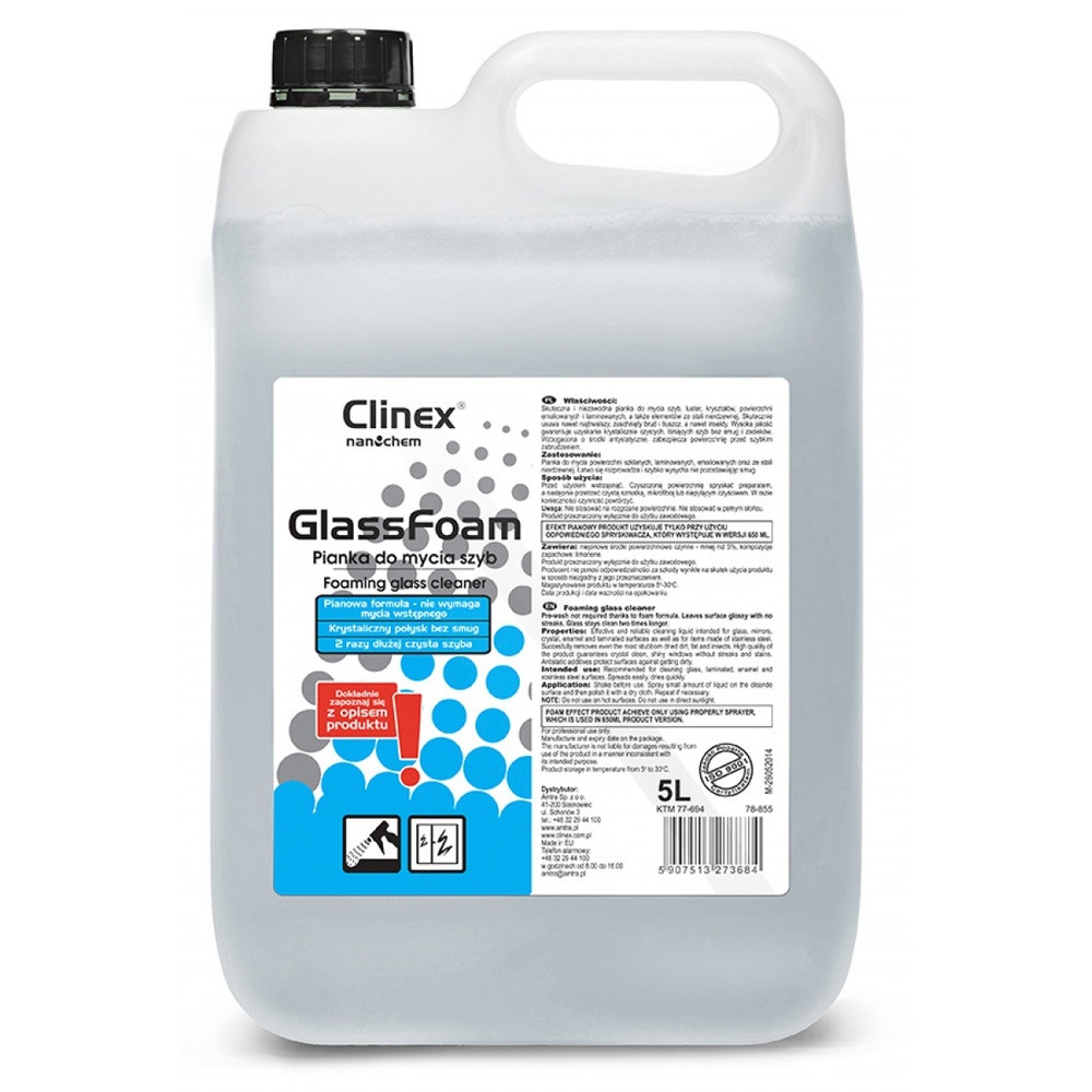 Spumă pentru curățare geamuri Clinex Glass Foam, 5 litri