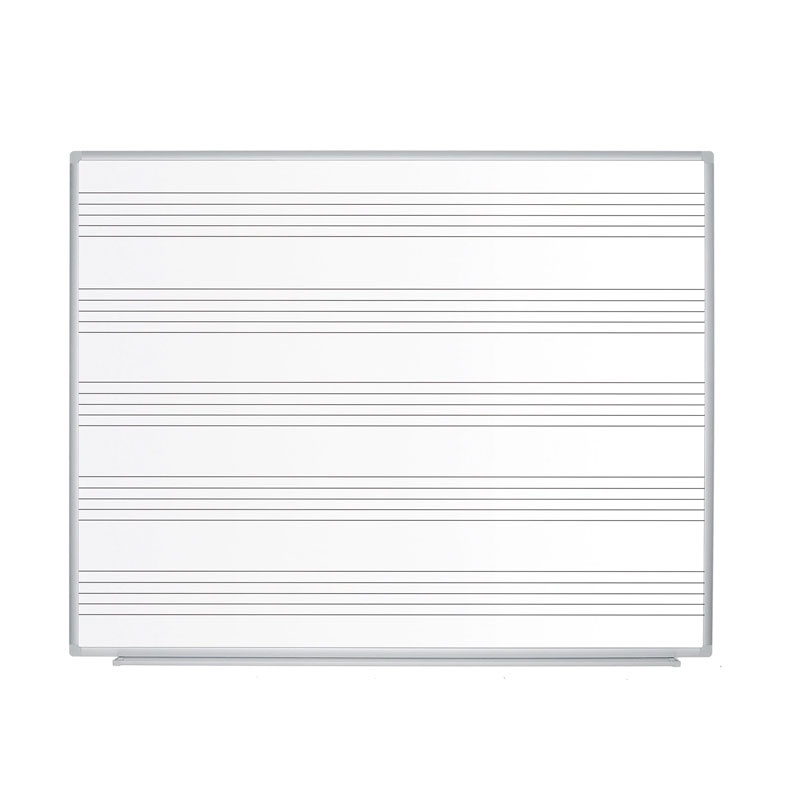 Tablă magnetică, 120x150 cm, ramă aluminiu, cu portativ, Bi-Office