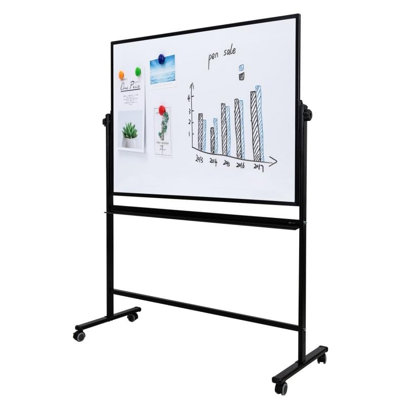 Whiteboard magnetic mobil, 90x120 cm, ramă aluminiu, Deli - 3 | YEO