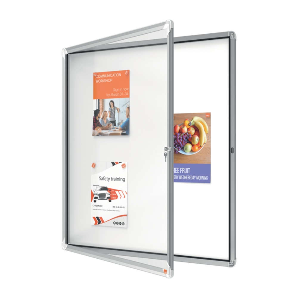 Avizier exterior, oțel emailat, 12x A4, cu ușă și cheie, magnetic, alb, NOBO Premium Plus - 3 | YEO