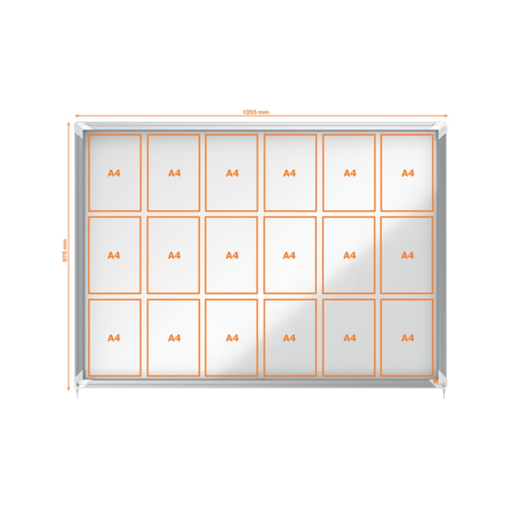 Avizier interior, oțel emailat, 18x A4, geam glisant și cheie, magnetic, alb, NOBO Premium Plus - 2 | YEO
