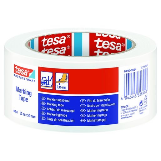 Bandă adezivă pentru marcare Tesa - alb, 50mm x 33 m