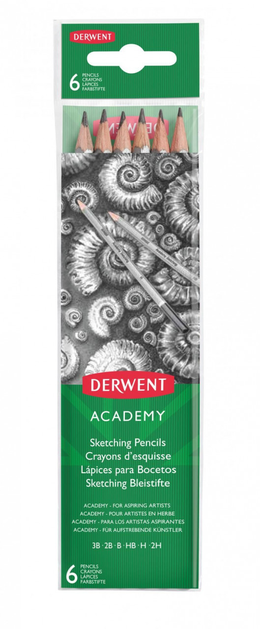 Blister creioane grafit Derwent academy 2h-3b, 6 buc