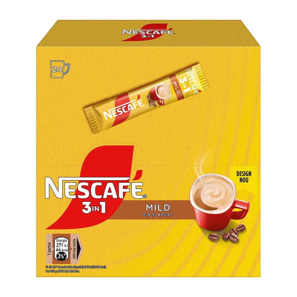 Cafea instant Nescafe 3in1 Mild, 15g x 24 plicuri