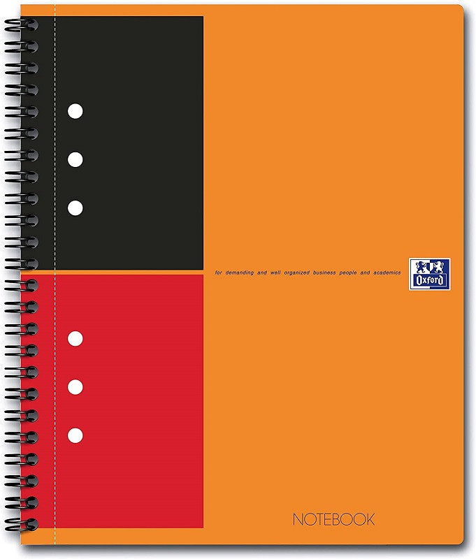 Caiet cu spirala A5+, OXFORD Int. Notebook, 80 file-80g/mp, Scribzee, coperta carton rigid -dictando