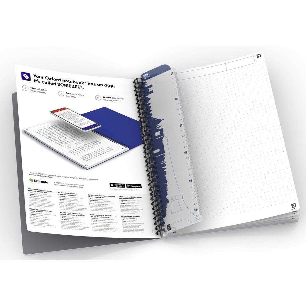 Caiet cu spirala B5, OXFORD Office Essentials, 90 file - 90g/mp, Scribzee, coperta carton - punctat - 1 | YEO