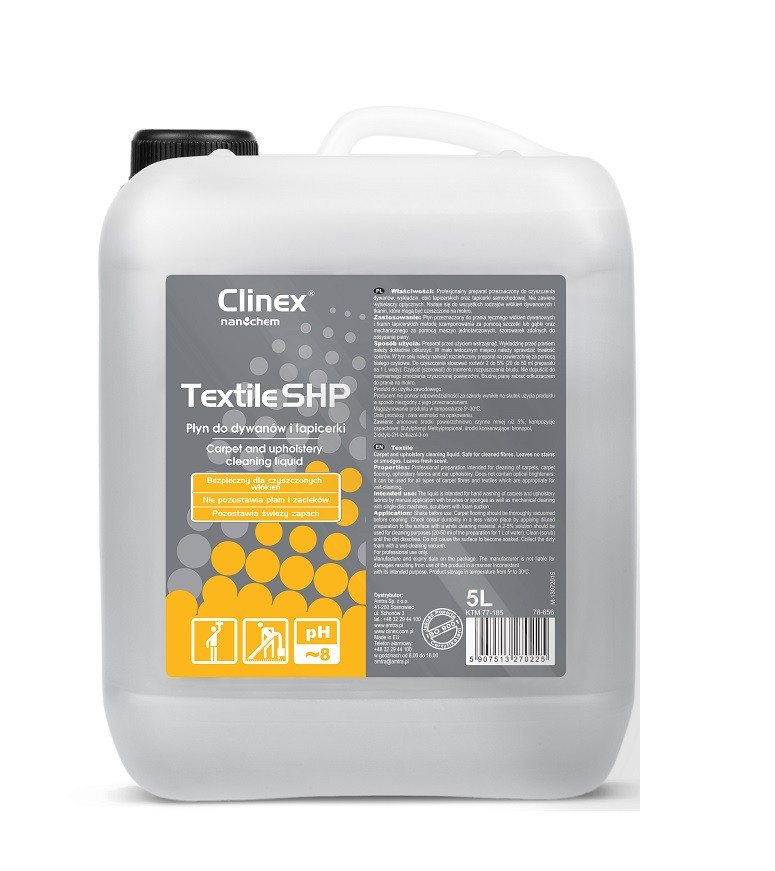 CLINEX Textile SHP, 5 litri, solutie pentru curatare covoare si tapiterie