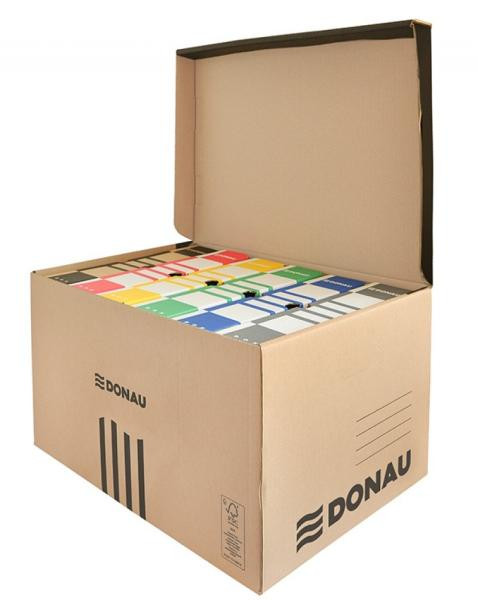 Container arhivare carton ondulat Donau 450 gsm cu capac deschidere superioară 370 x 558 x 315 mm