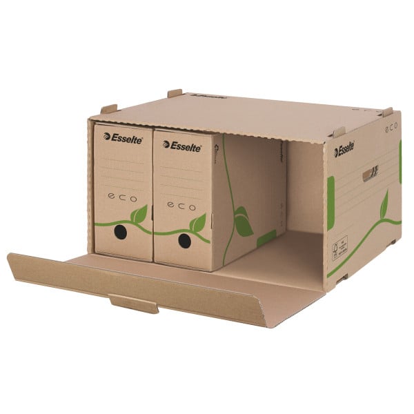 Container arhivare carton reciclat Esselte Eco 80/100 mm cu deschidere frontală