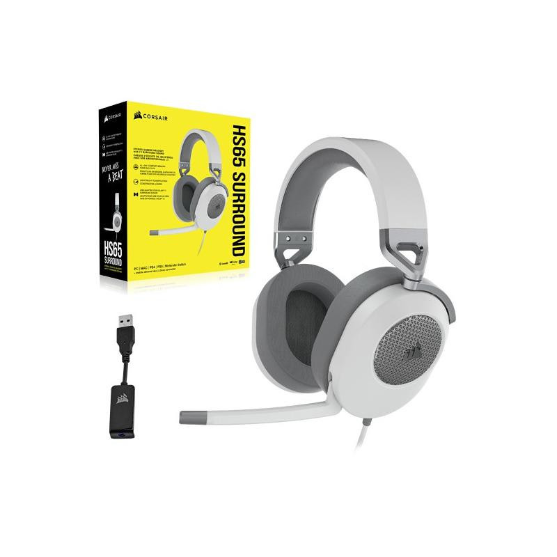 Corsair HS65 Surround Headset, White, Jk - 3 | YEO