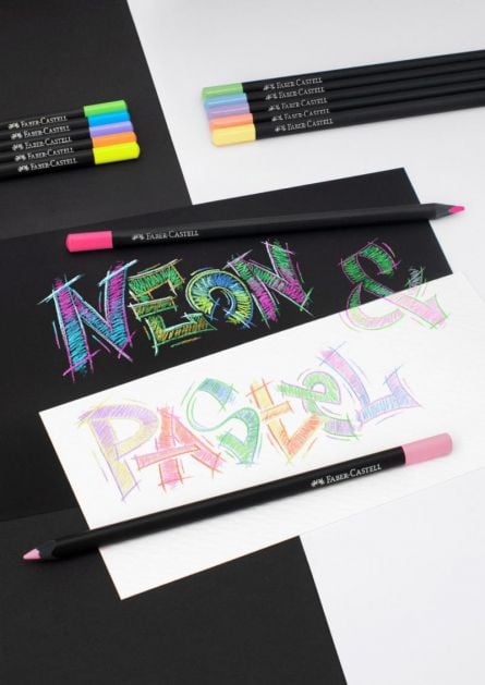 Creioane colorate, 12 culori pastel + neon, Black edition, Faber-castell - 2 | YEO