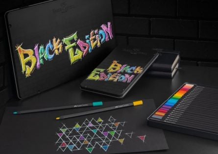 Creioane colorate, 24 culori, Black edition, cutie metal, Faber-castell - 1 | YEO