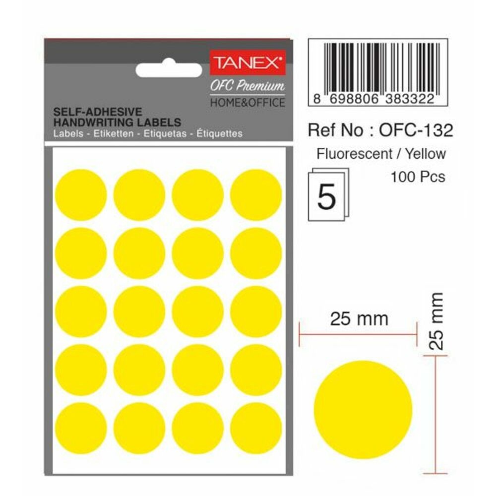 Etichete autoadezive color Tanex, D25 mm, 100 buc/set - 2 | YEO