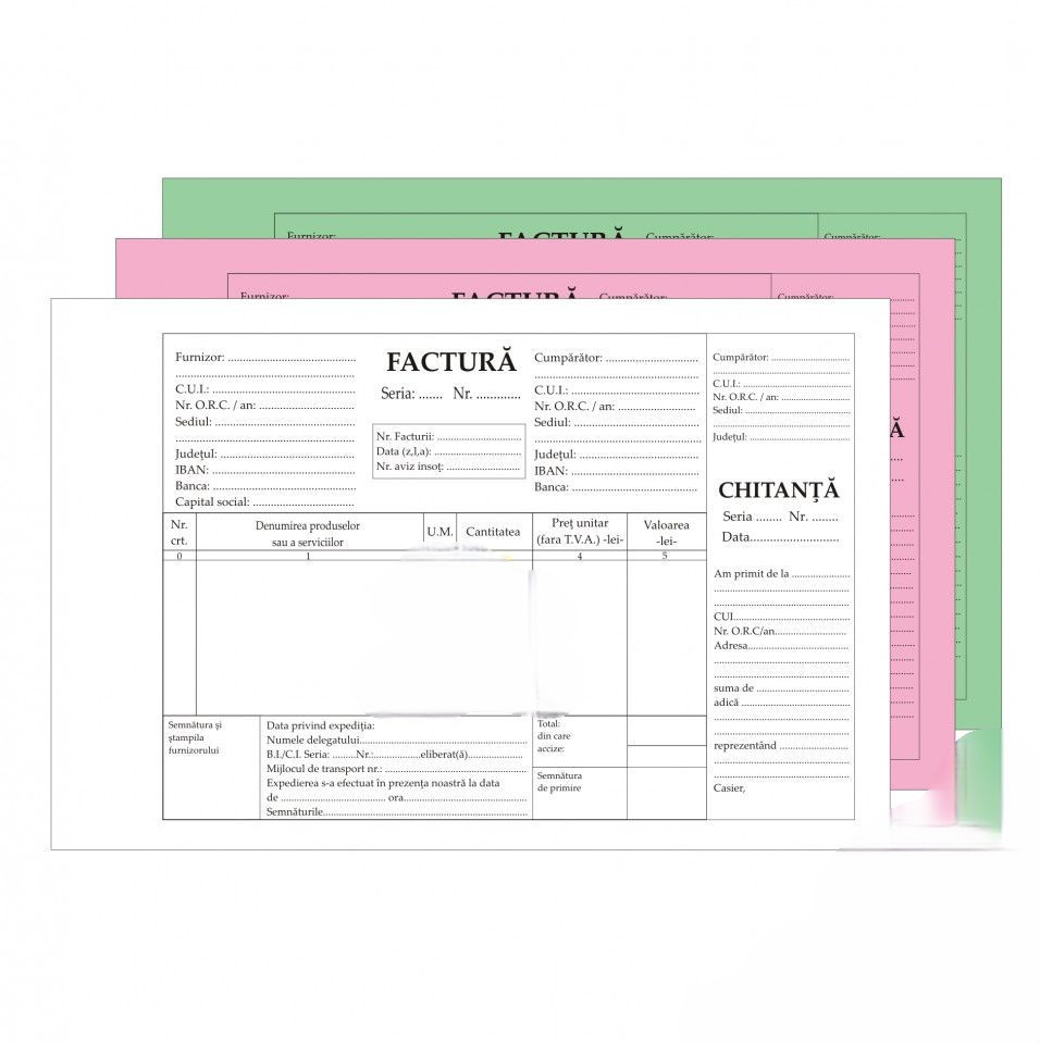 Facturier cu chitanțier A5 personalizate