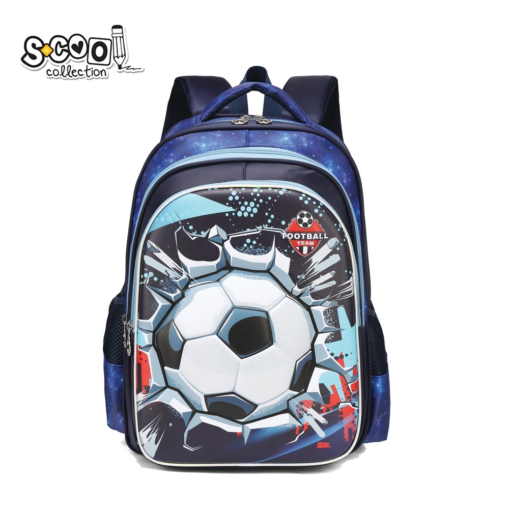 Ghiozdan băieți neechipat S-COOL 3D Football, 41x31x24 cm