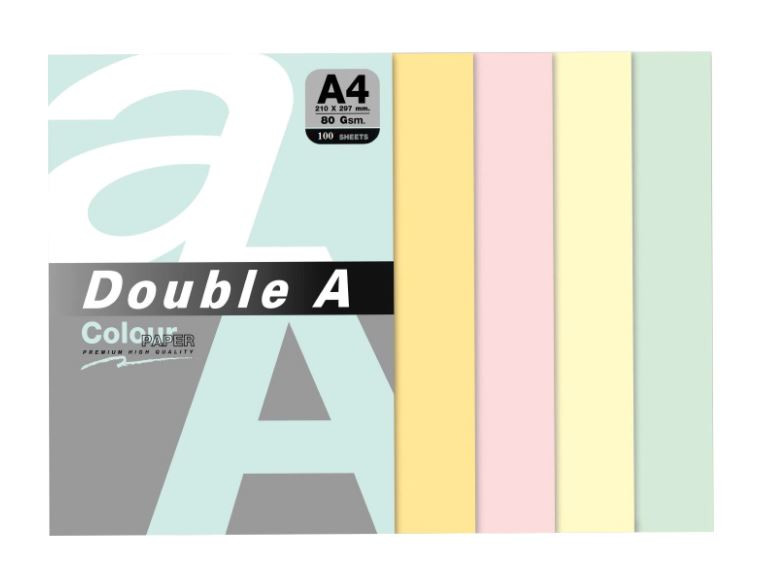 Hârtie color pentru copiator Double A, pastel, 500coli/top, A4, 80g/mp, 5 culori asortate