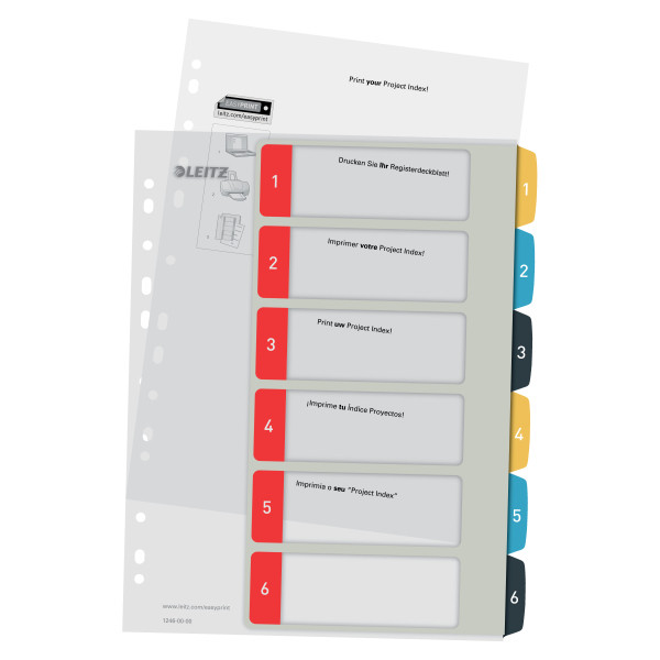 Index plastic Leitz Cosy A4 numerotat 1-6 imprimabil multicolor