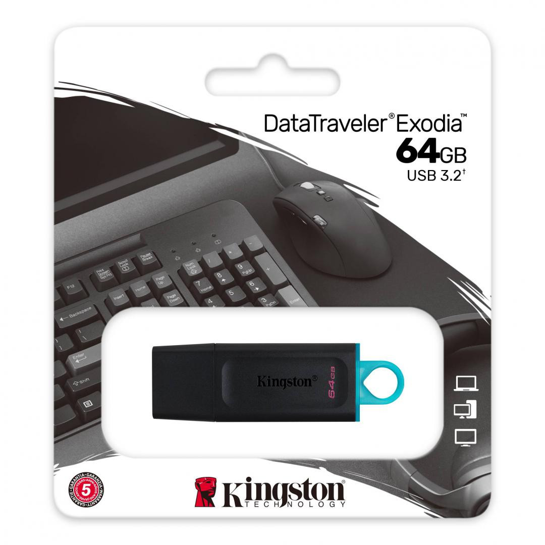 KS USB 64GB DATATRAVELER EXODIA 3.2 BK/T - 2 | YEO
