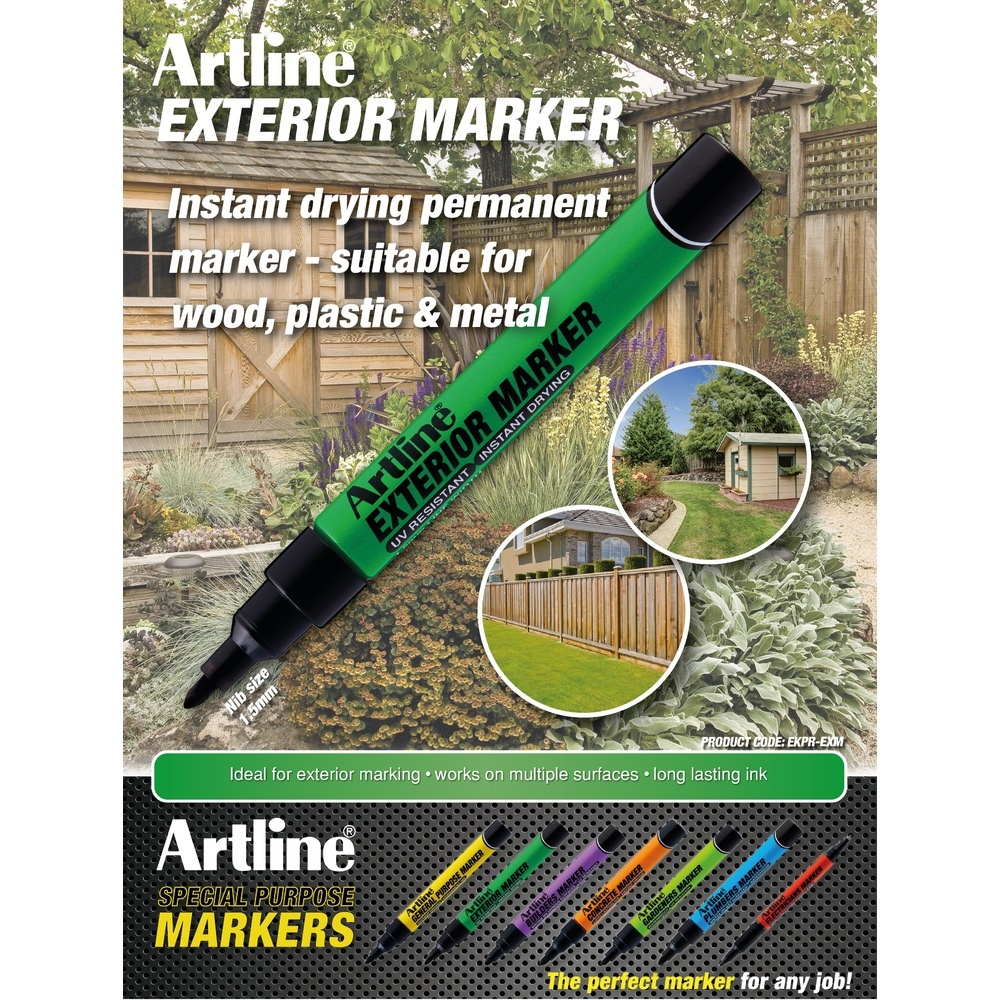 Marker pentru exterior, corp plastic, vârf rotund 1.5mm - negru, ARTLINE - 2 | YEO