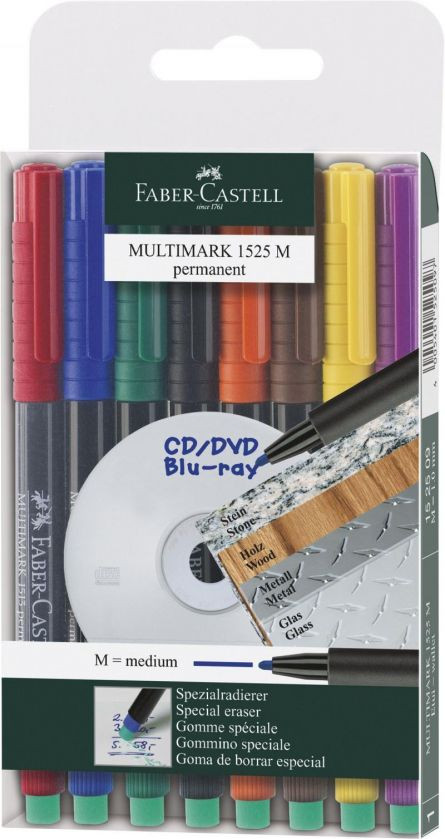 Marker permanent 8M Faber-Castell Multimark, 8 buc/set