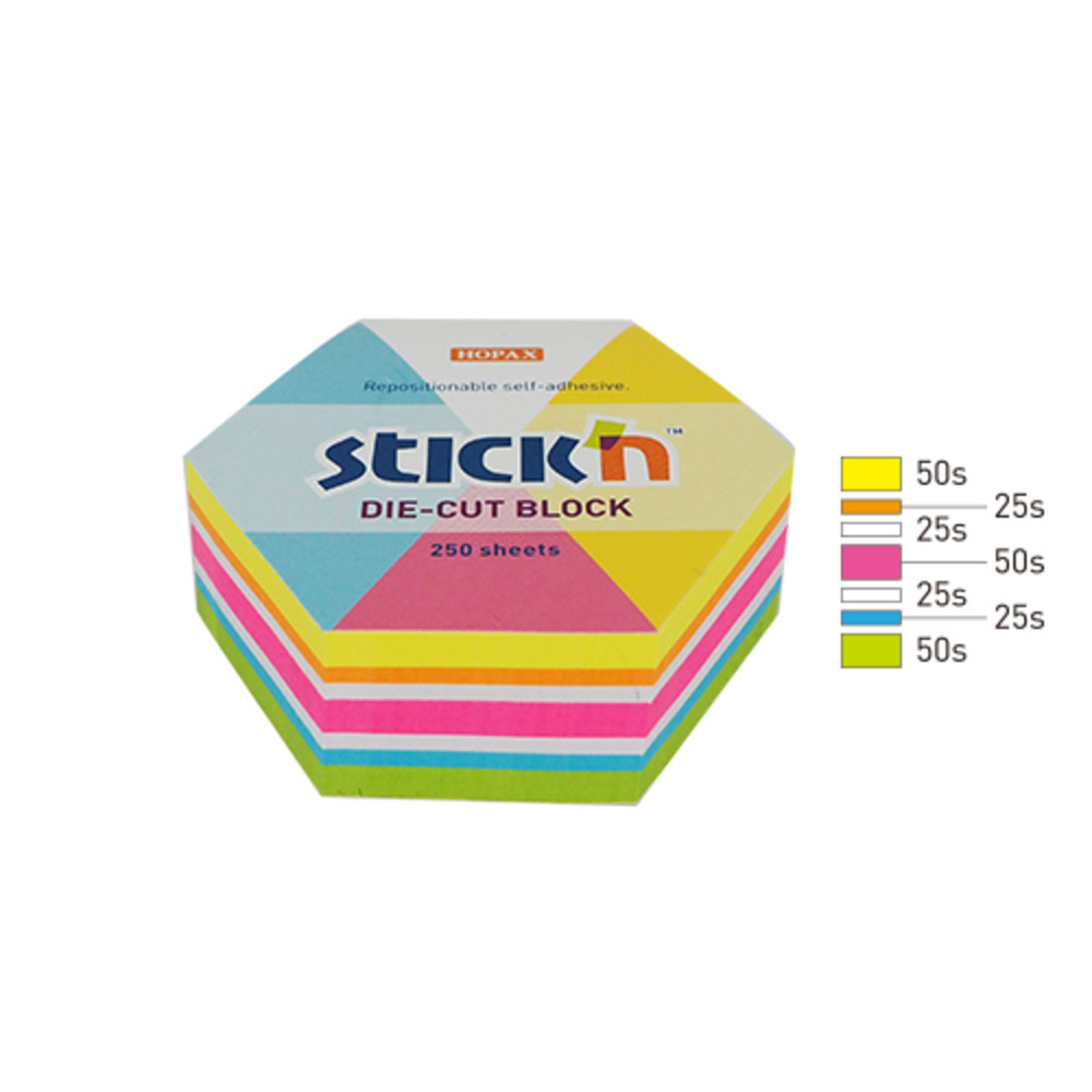 Notes autoadeziv Die-Cut - hexagon, 61 x 70 mm, 250 file, Stick