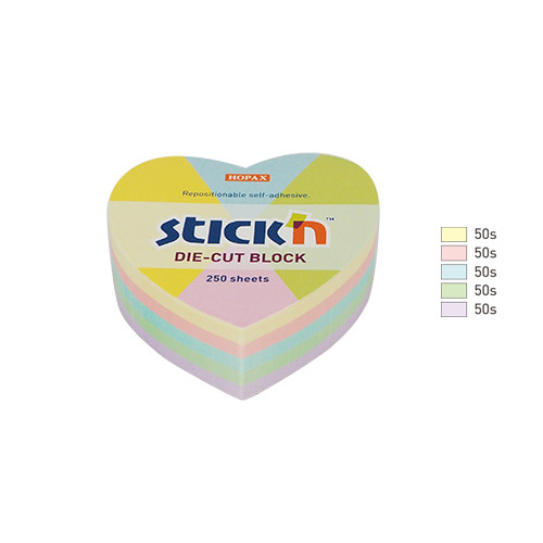 Notes autoadeziv Die-Cut - inima, 64 x 67 mm, 250 file, Stick